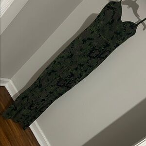Jessica Simpson Green and Black Camouflage Maxi Dress free sandals